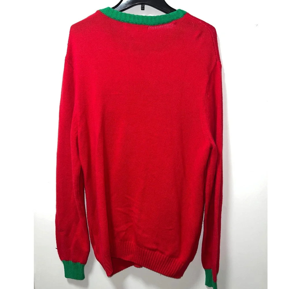 Imagin8‎ Llama Ugly Christmas Sweater Red Green Pom Pom Snowflake Mens Large